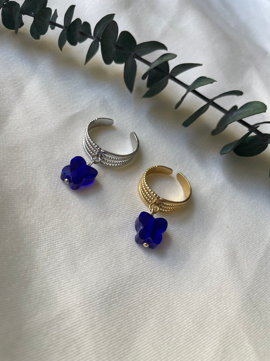 Bague papillon bleu